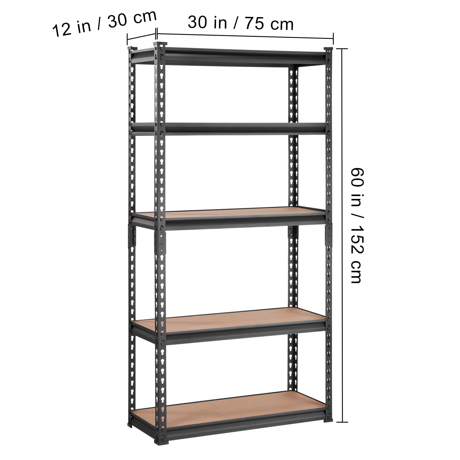 Heavy Duty Metal Storage Shelving Unit 5 Tier Adjustable Rack Black_voghion.com